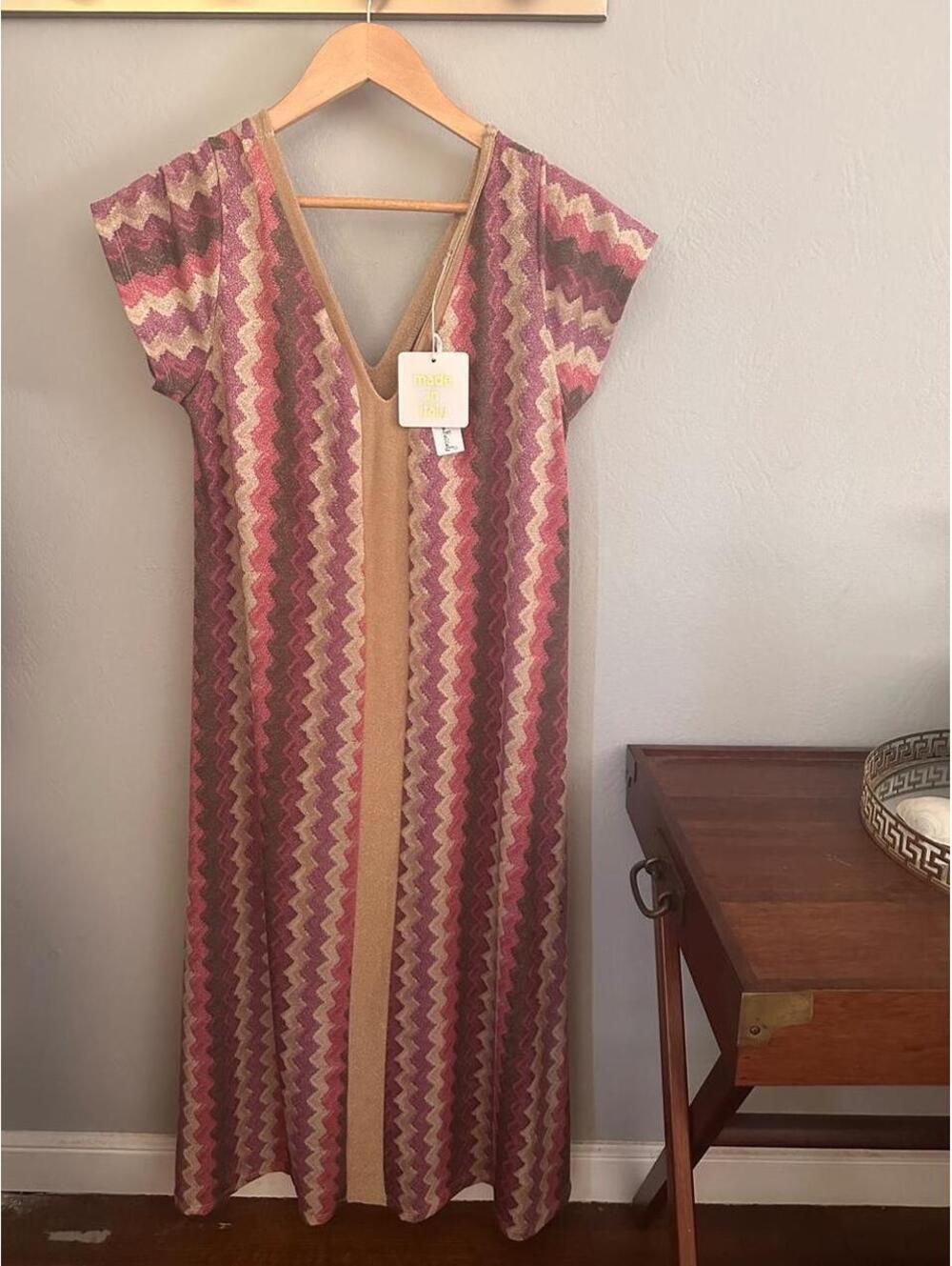 ✨ MADE IN ITALY Metallic Chevron Knit Maxi Dress ✨